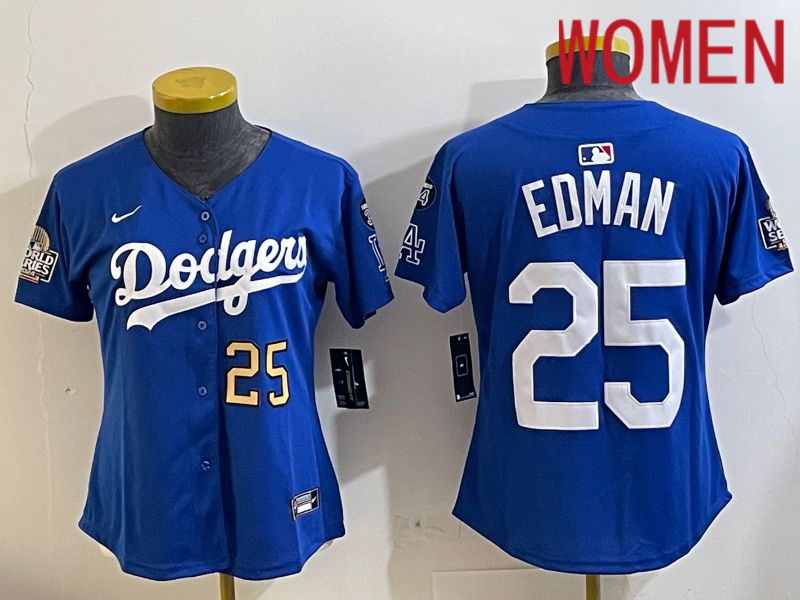 Women Los Angeles Dodgers #25 Edman Blue Game 2024 Nike MLB Jersey style 11218